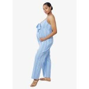INGRID AND ISABEL THE KNOW BLUE WHITE WOMEN MATERNITY JUMPSUIT SIZE SMALL